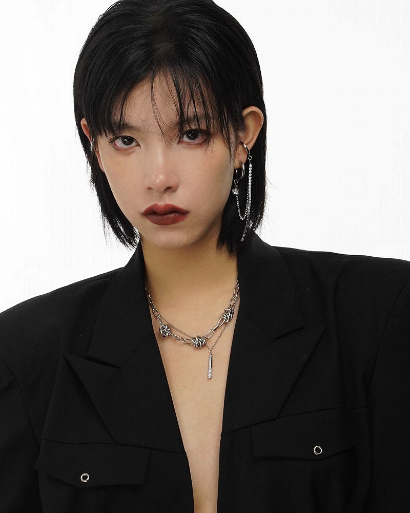 Zirconia Band Cuff & Earrings