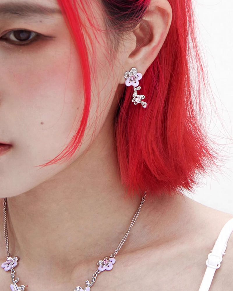 Summer Night Murmur Purple Flower Earrings