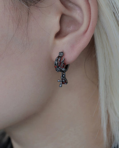Skeleton Dark Rose Earrings 02