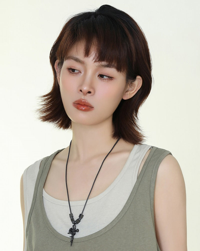 Rose Thorn Cross Necklace