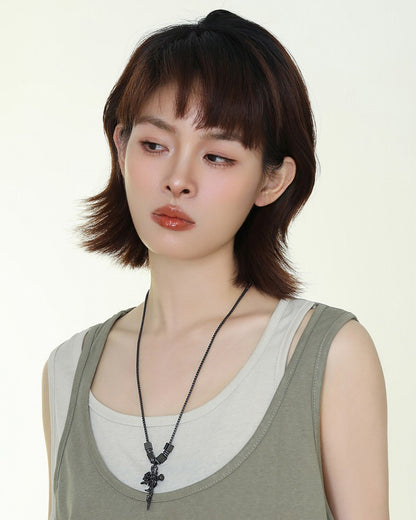 Rose Thorn Cross Necklace