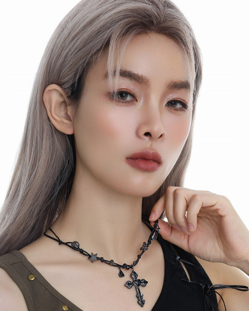 Cross Heart Dark Necklace