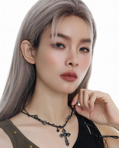 Cross Heart Dark Necklace
