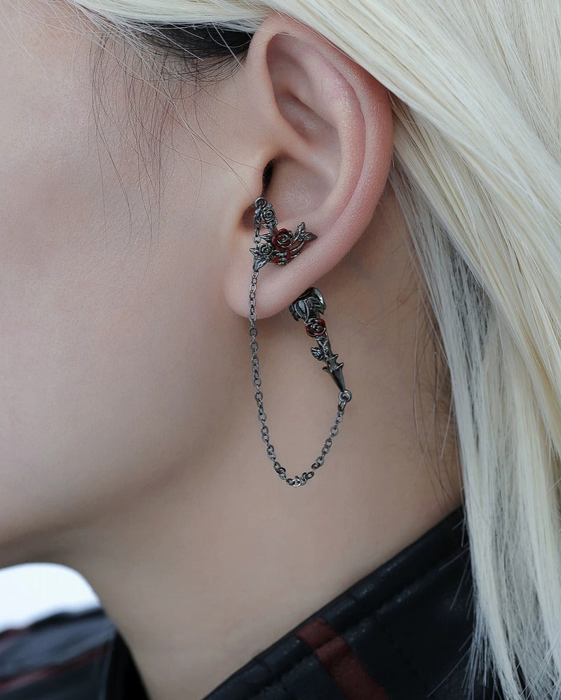 Skeleton Dark Rose Earrings 01