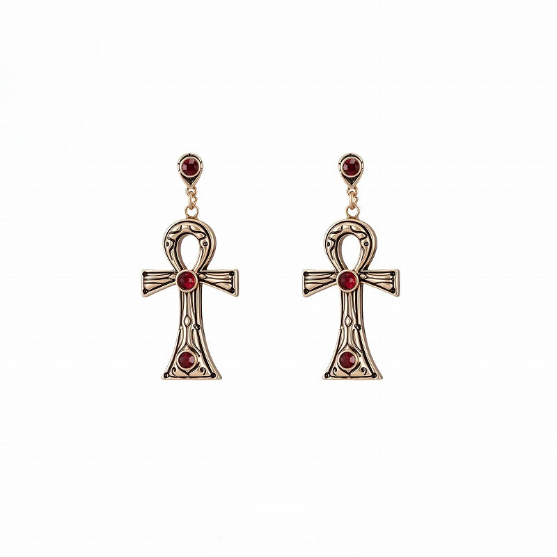 Key of Life Cross Earrings