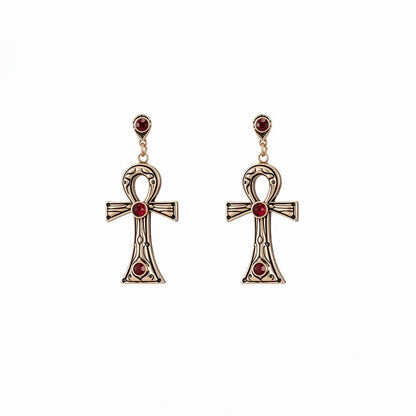 Key of Life Cross Earrings