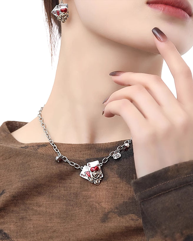 Playing Card Rose Necklace
