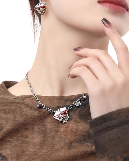 Playing Card Rose Necklace