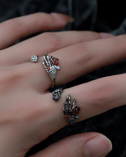 Skeleton Dark Rose Open Ring