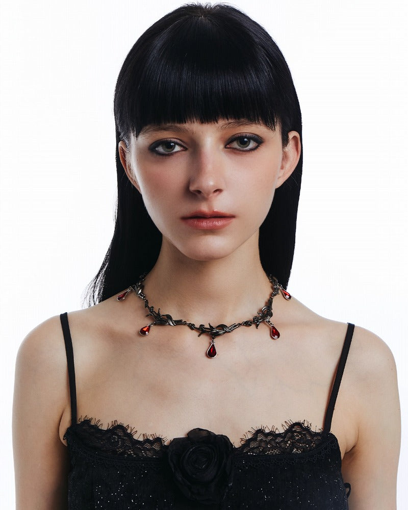 Thorn Rose Blood Moon Necklace
