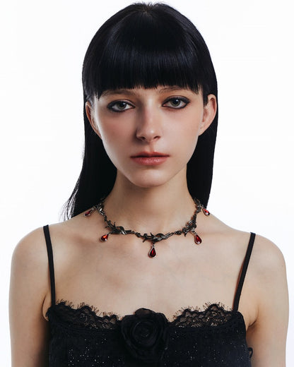 Thorn Rose Blood Moon Necklace