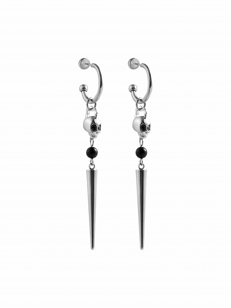 Deep Sea Echo Skull Black Earrings 01