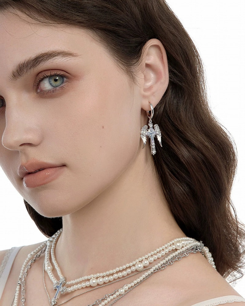 Sacred Contract Cross & Wing Earrings