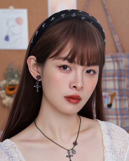 Dark Night Holy Cross Asymmetrical Earrings