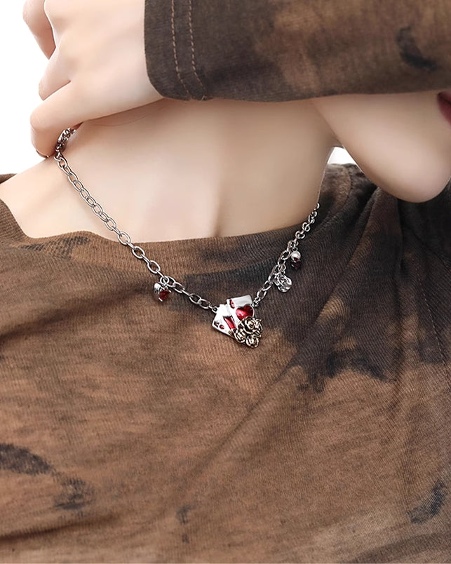 Playing Card Rose Necklace