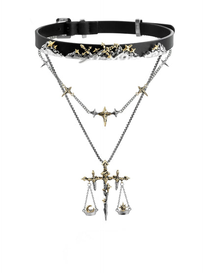 Knight Sword Double-Layer Necklace