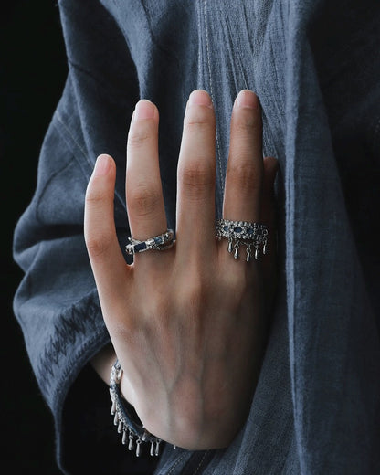 NG 1STXULIE "Miao" sterling silver ring, niche design new Chinese Miao women's jewelry, 925 open index finger ring