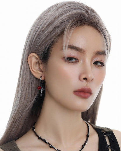 Rose Thorn Cross Earrings 02