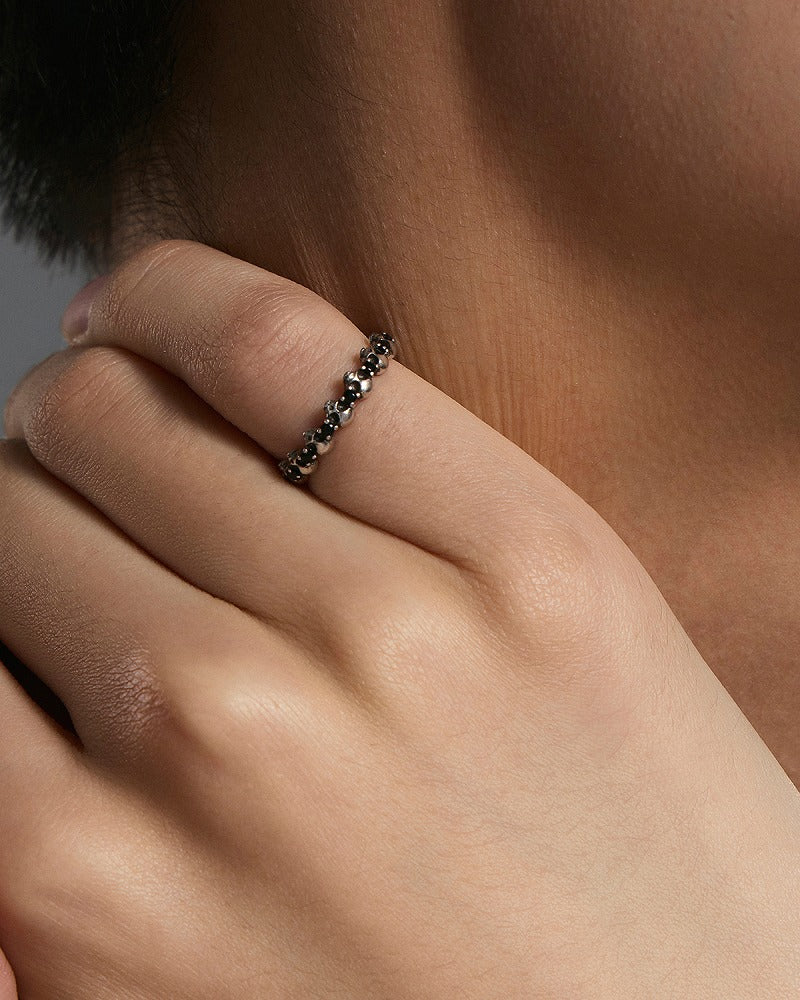 Mini Punk Skull Black Ring