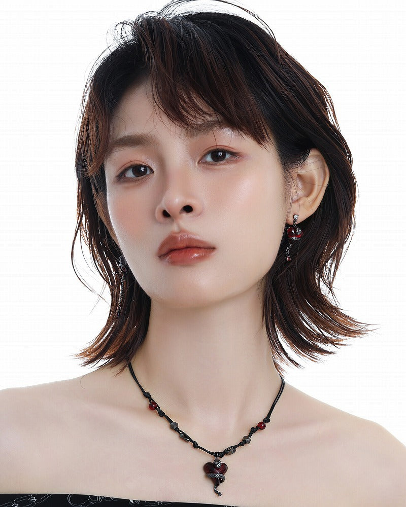 Wine Red Love Snake Necklace