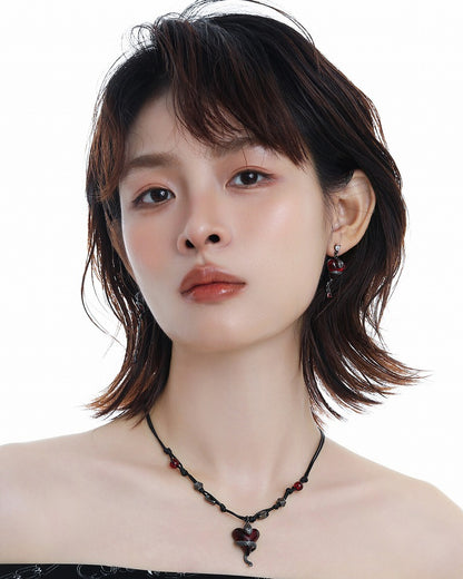 Wine Red Love Snake Necklace