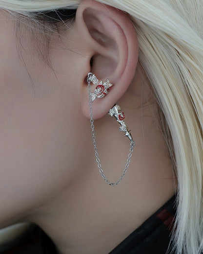 Skeleton Dark Rose Earrings 01