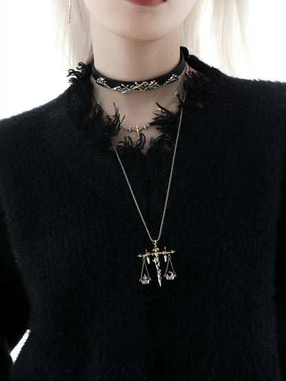 Knight Sword Double-Layer Necklace