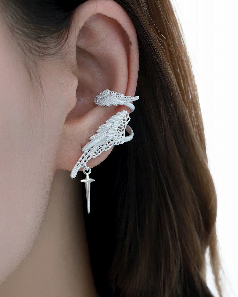 Basic Angel Wing Feather Asymmetrical Earrings