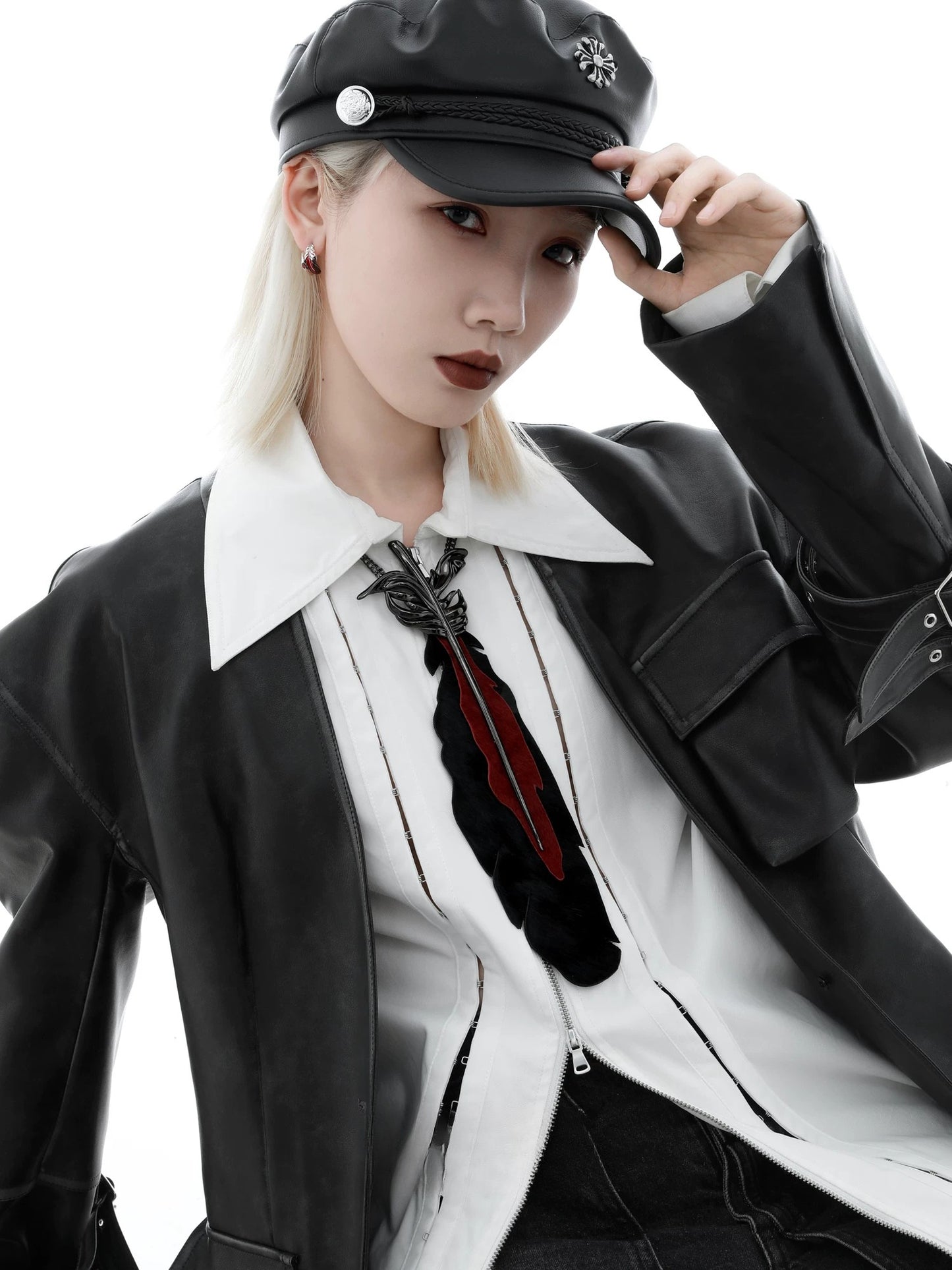 Floating Crane Black Feather Tie