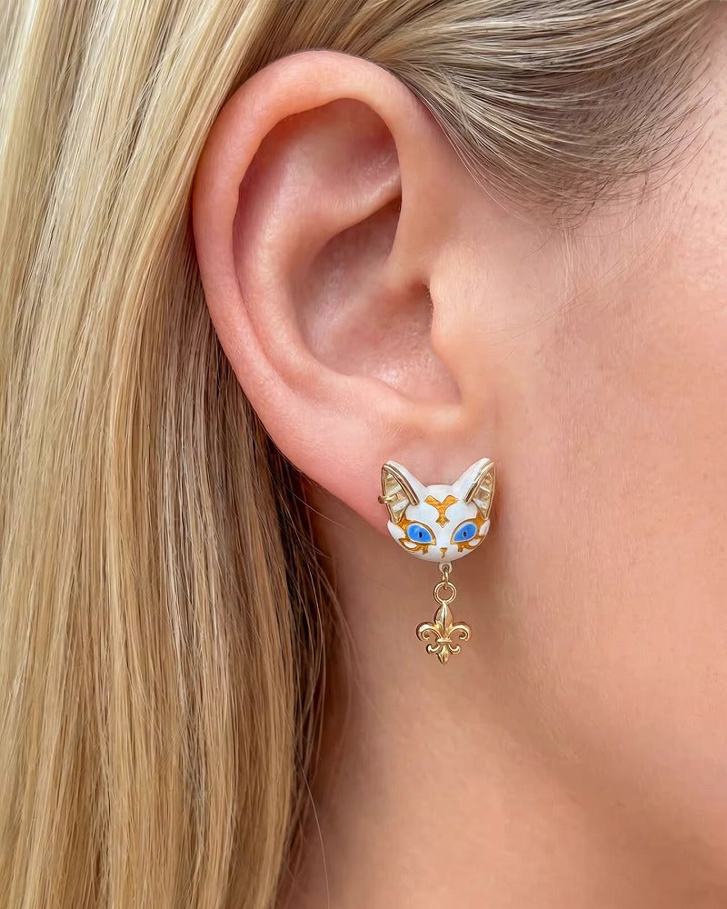 SUMIYAKI Pharaoh Egyptian Cat Earrings 01