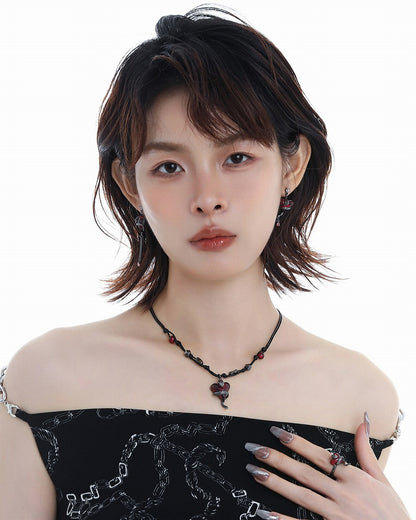 Wine Red Love Snake Necklace