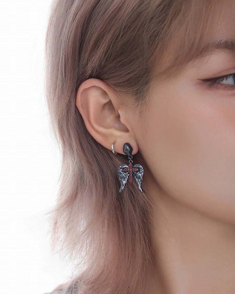 Crimson Wings Cross Earrings 02