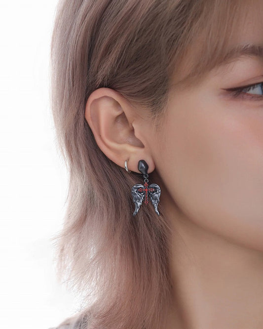 Crimson Wings Cross Earrings 02