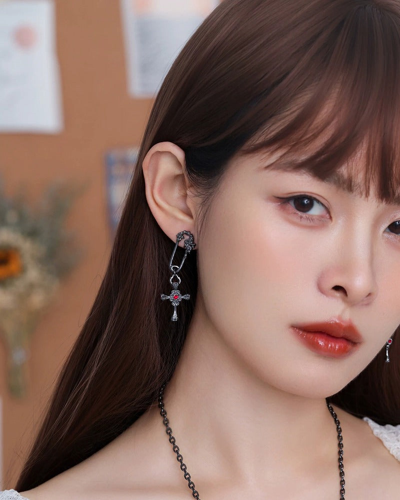 Dark Night Holy Cross Earrings
