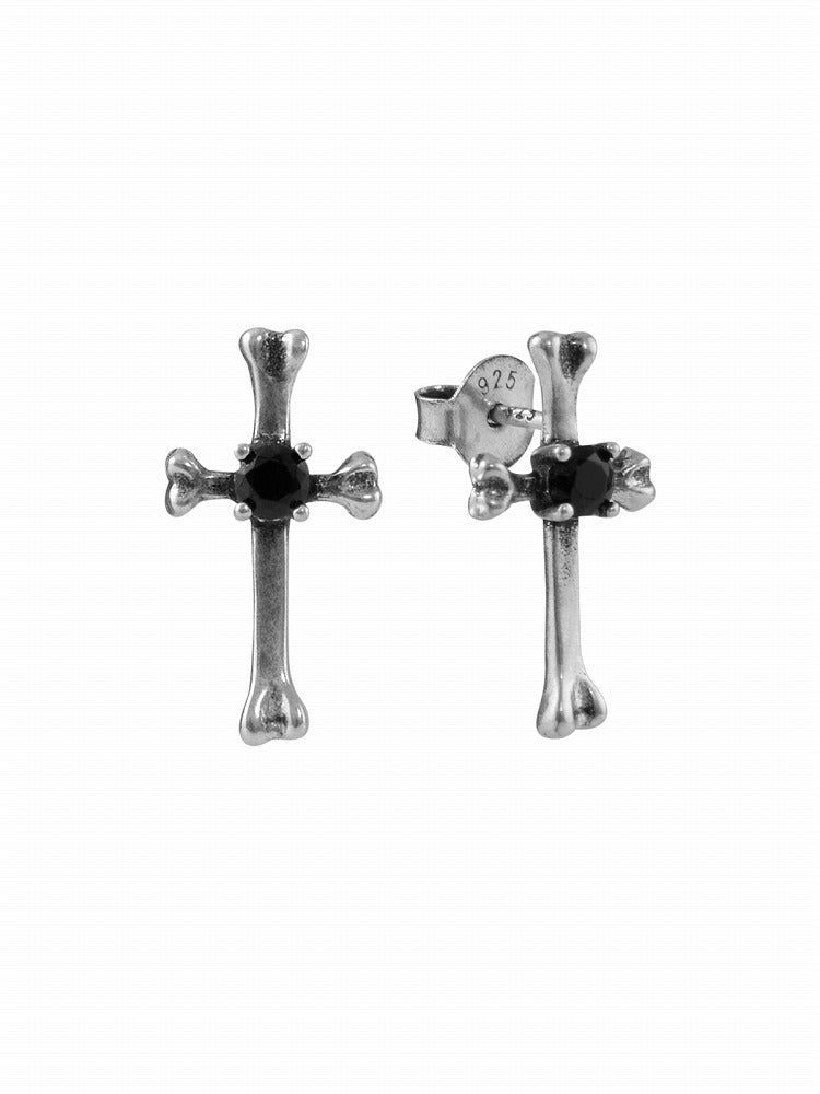 Mini Punk Bone Cross Earrings