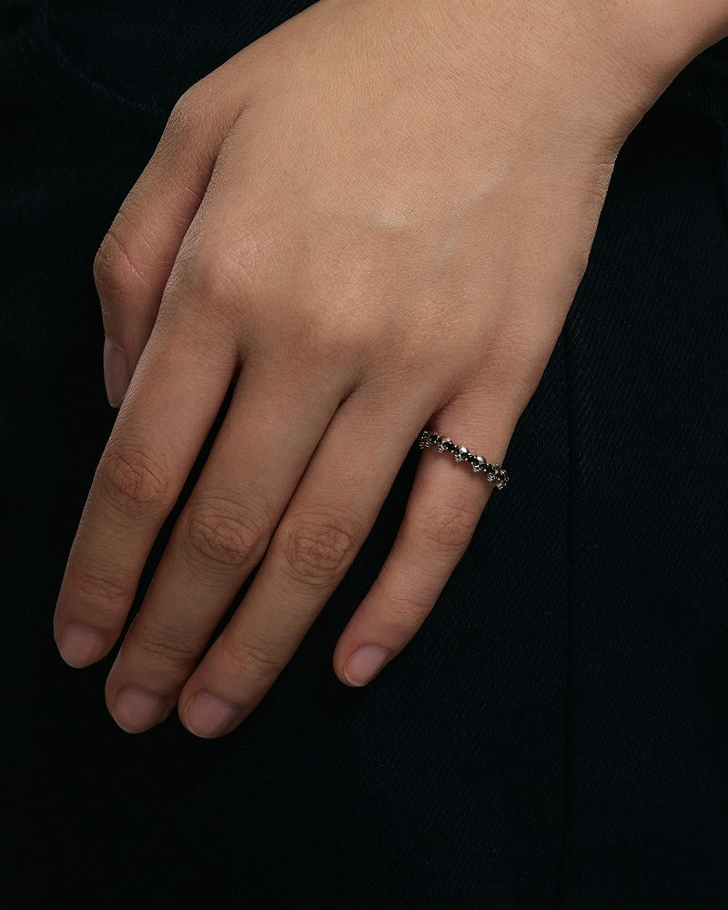 Mini Punk Skull Black Ring