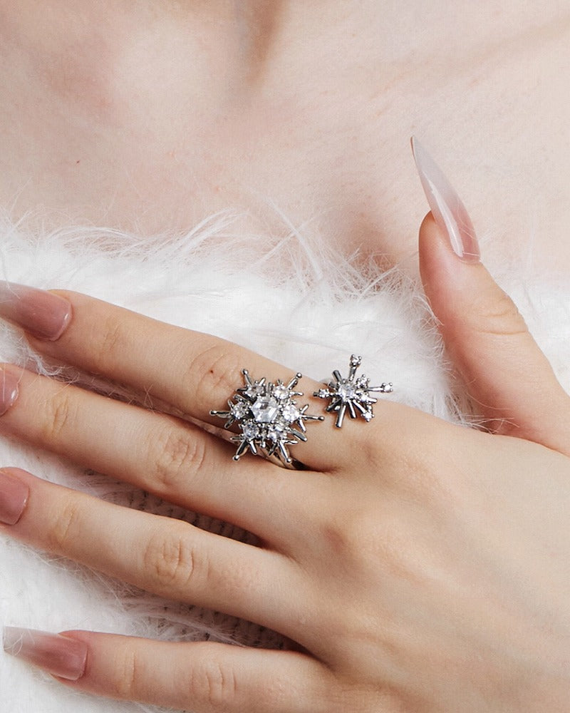 Winter Love Song Snowflake Open Ring