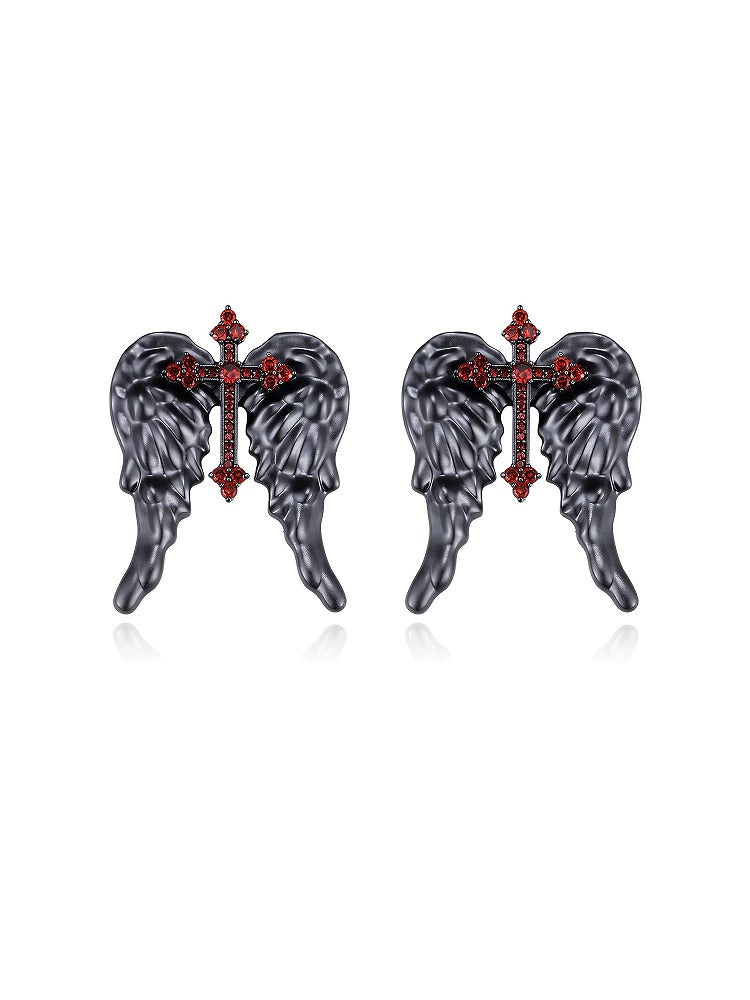 Crimson Wings Cross Earrings 01