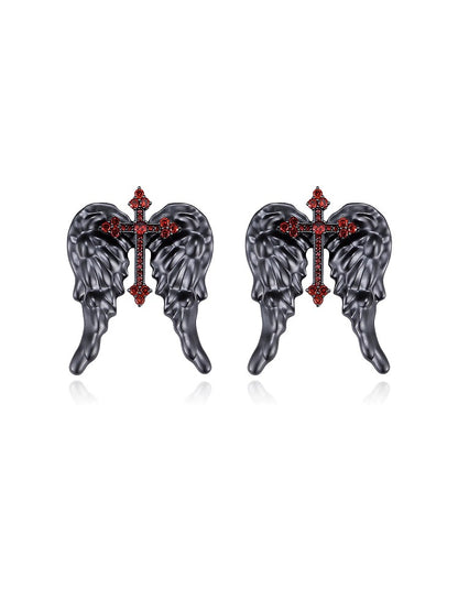 Crimson Wings Cross Earrings 01