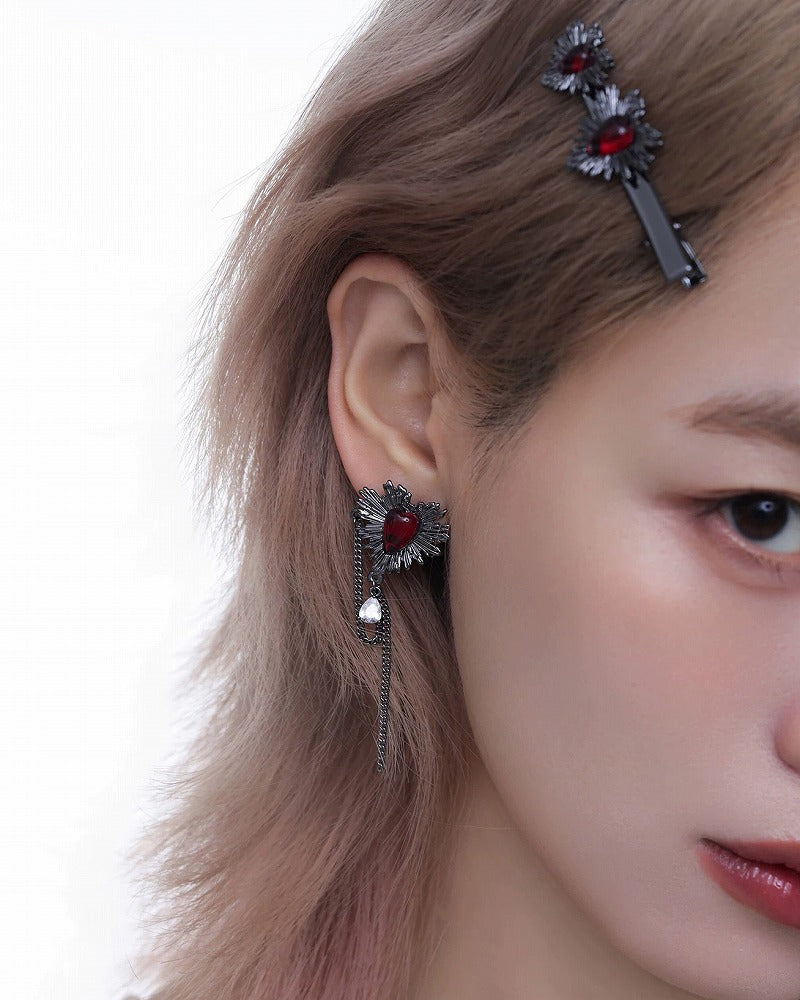 Dark Thorn Heart Tassel Earrings