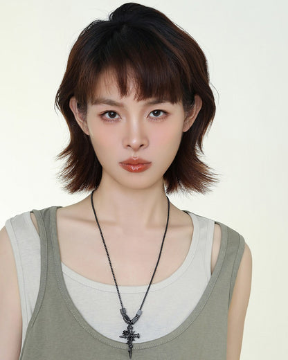 Rose Thorn Cross Necklace