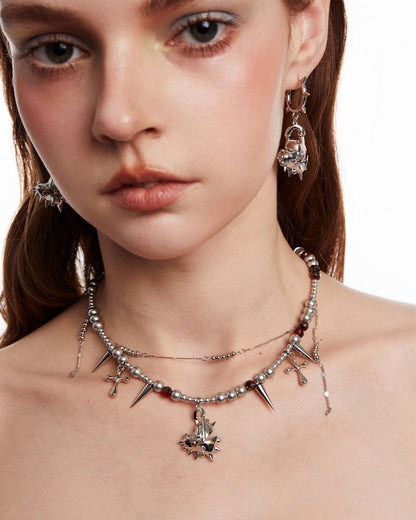 Heart Spike Cross Necklace