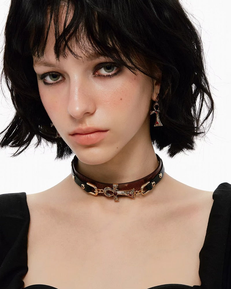 Key of Life Cross Earrings