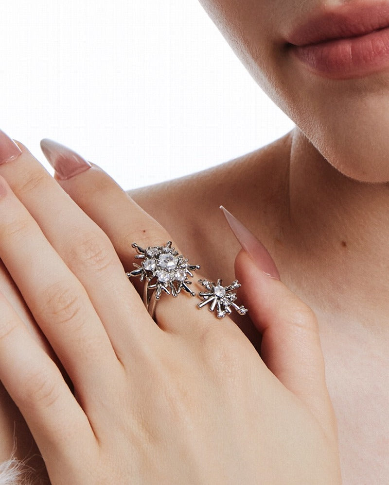 Winter Love Song Snowflake Open Ring