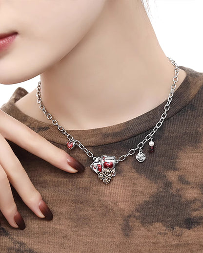 Playing Card Rose Necklace