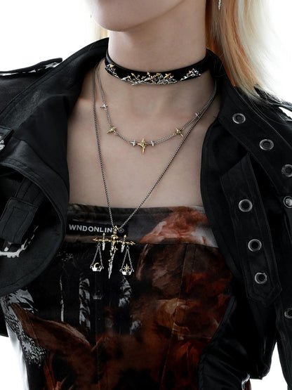 Knight Sword Double-Layer Necklace
