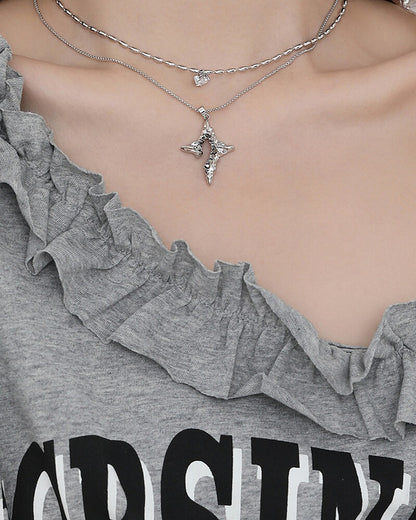 Aurora Four-Pointed Star Layer Necklace