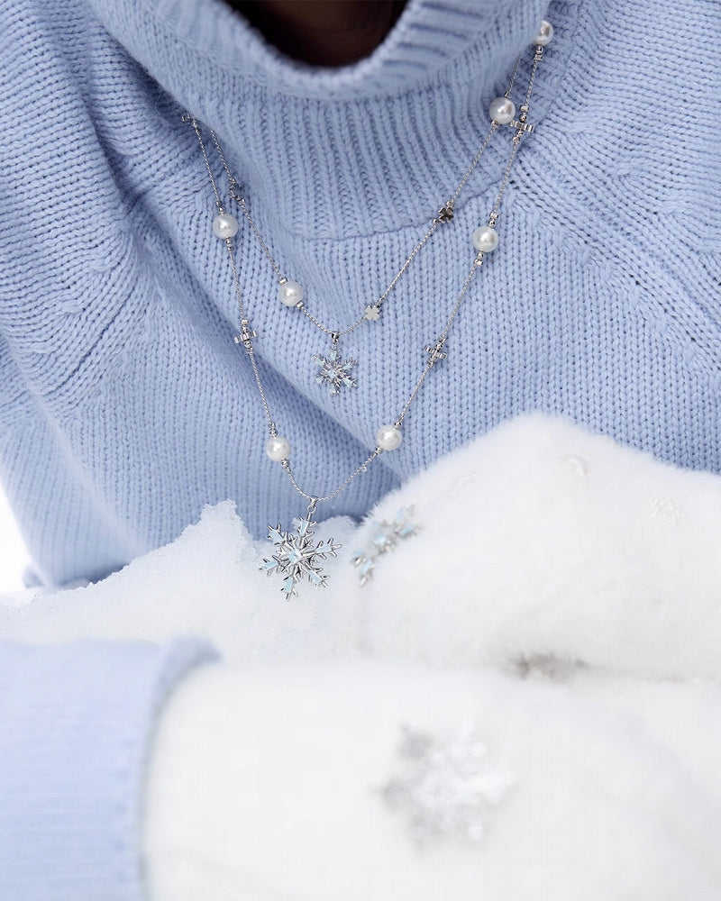 Snowflake Layer Pearl Necklace