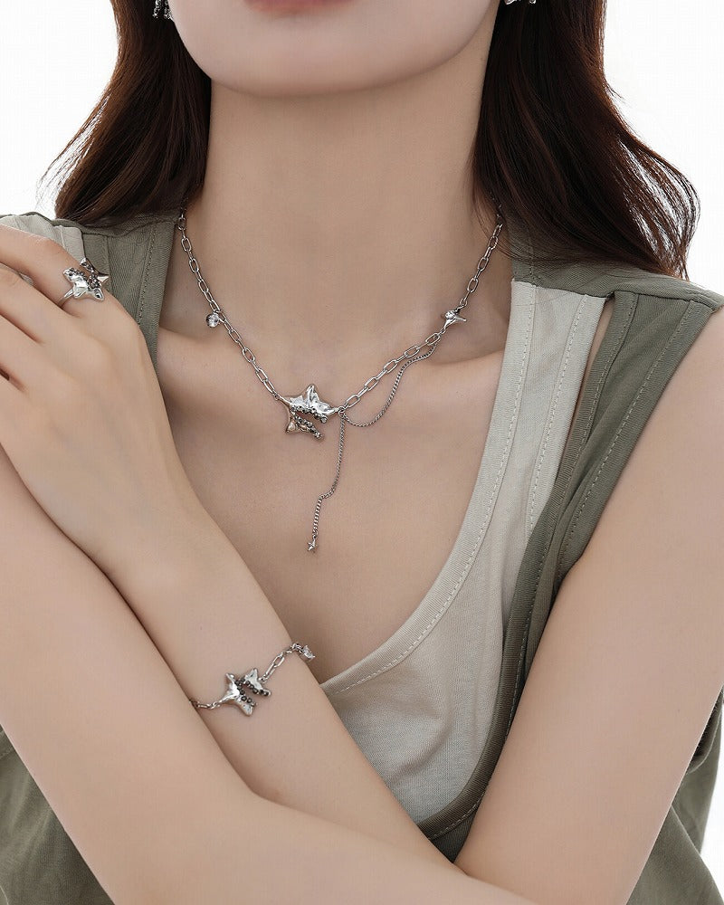 Aurora Pentagram Star Tassel Necklace