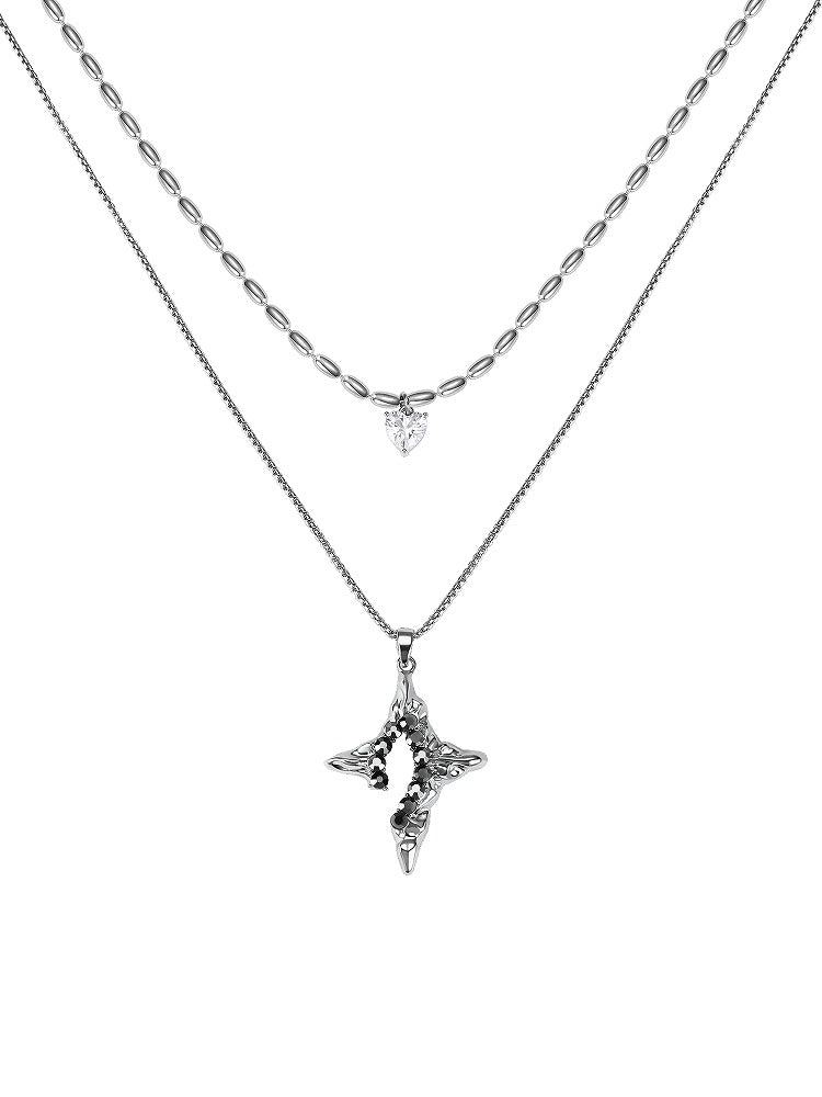 Aurora Four-Pointed Star Layer Necklace